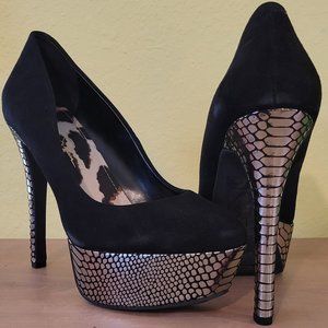 Jessica Simpson Black/Leopard Platform Pumps